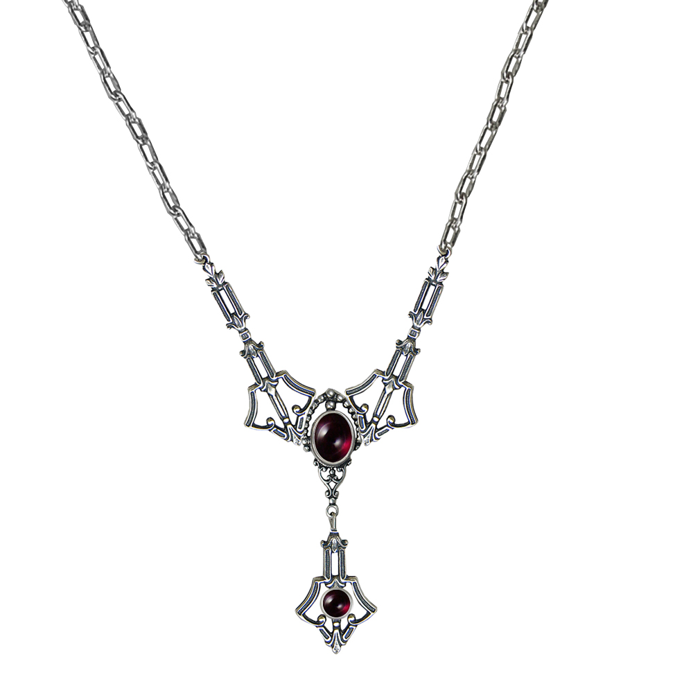 Sterling Silver Victorian Inspired Necklace With Garnet